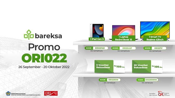 Promo beli ORI022 di Bareksa raih hadiah ipad laptop hingga reksadana